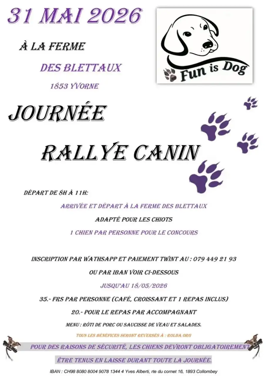 31 MAI 2026 A LA FERME DES BLETTAUX 1853 YVORNE JOURNÉE RALLYE CANIN